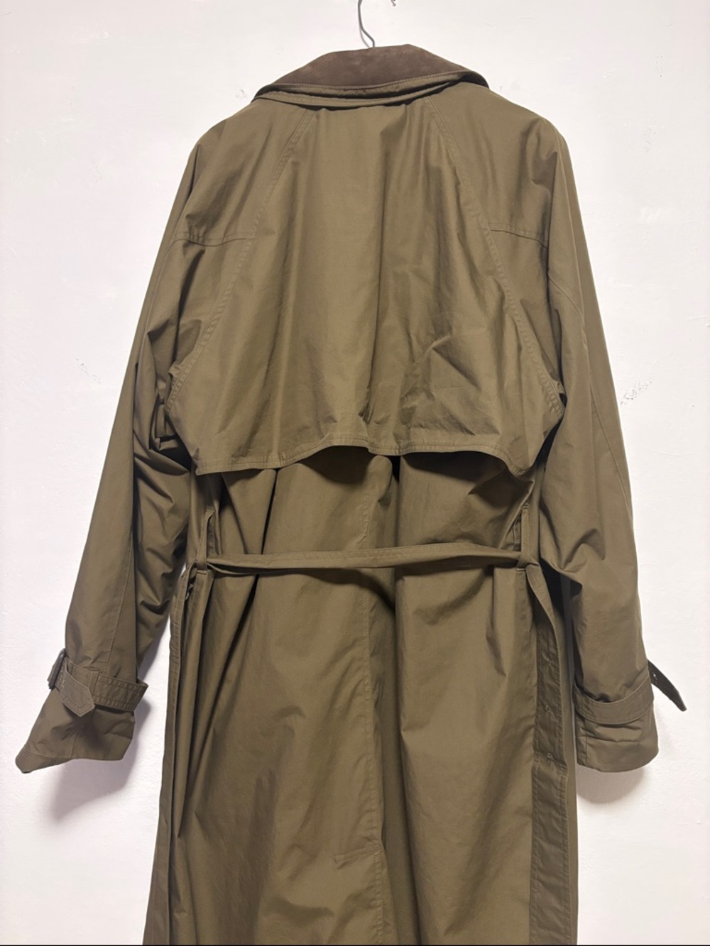 LONDON FOG Men’s Trench Coat Long Belted Suede Collar - Picture 9 of 12